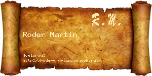 Roder Martin névjegykártya